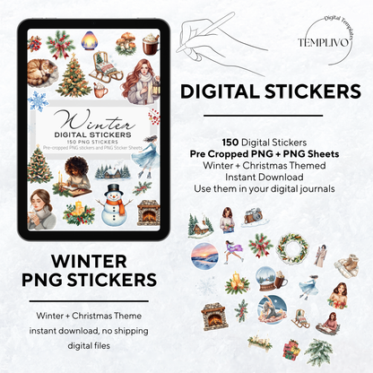 Digital Stickers, Winter digital stickers, christmas stickers for digital planner, ipad stickers, stickers sheet, png stickers, winter stickers, christmas stickers, christmas digital stickers, digitale Aufkleber