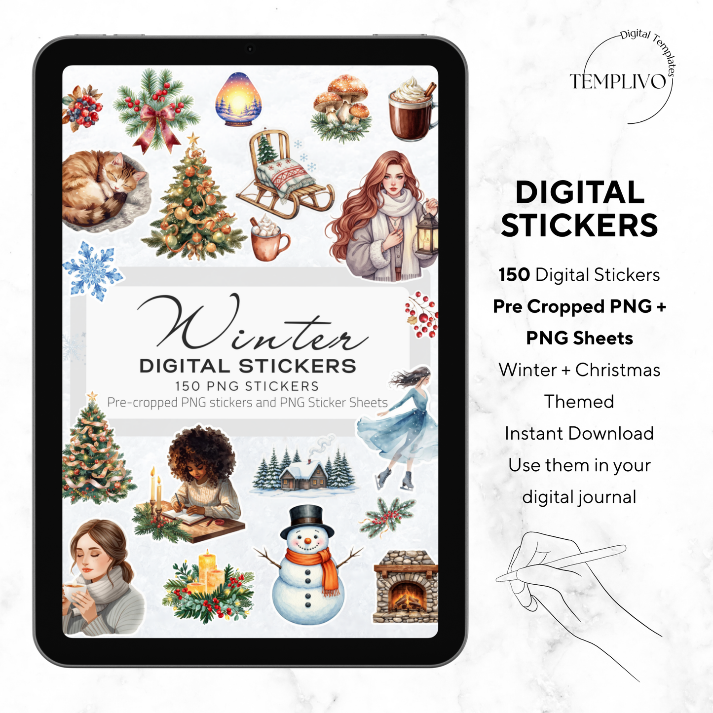 Digital Stickers, Winter digital stickers, christmas stickers for digital planner, ipad stickers, stickers sheet, png stickers, winter stickers, christmas stickers, christmas digital stickers, digitale Aufkleber
