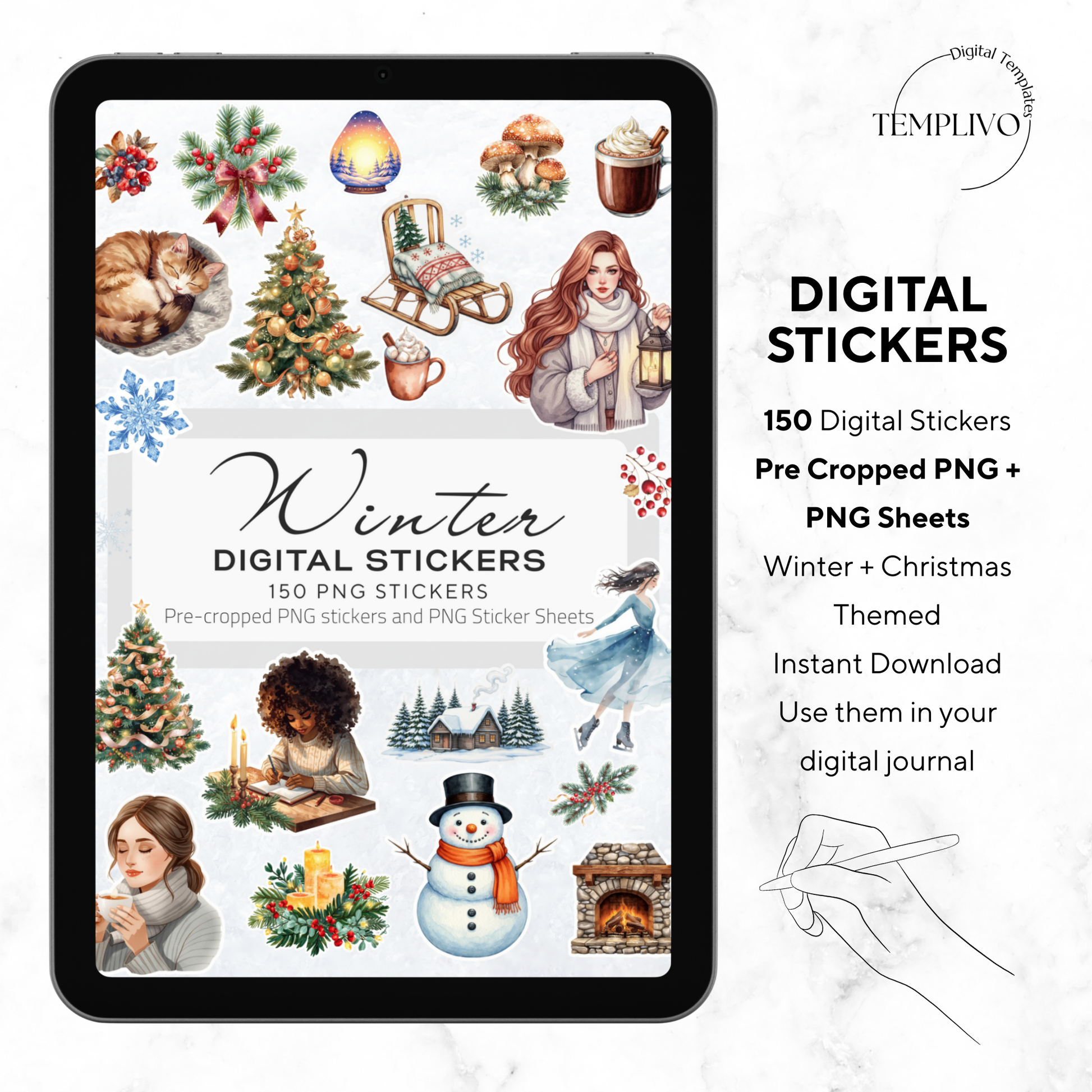 Digital Stickers, Winter digital stickers, christmas stickers for digital planner, ipad stickers, stickers sheet, png stickers, winter stickers, christmas stickers, christmas digital stickers, digitale Aufkleber
