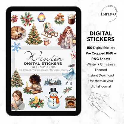 Digital Stickers, Winter digital stickers, christmas stickers for digital planner, ipad stickers, stickers sheet, png stickers, winter stickers, christmas stickers, christmas digital stickers, digitale Aufkleber
