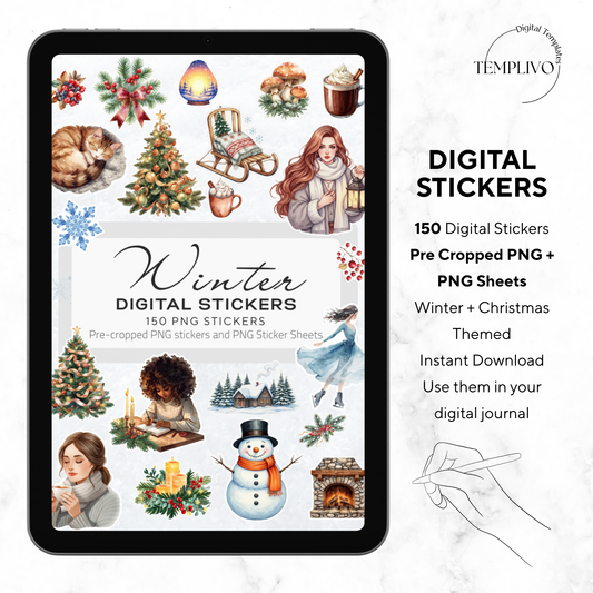 Digital Stickers, Winter digital stickers, christmas stickers for digital planner, ipad stickers, stickers sheet, png stickers, winter stickers, christmas stickers, christmas digital stickers, digitale Aufkleber
