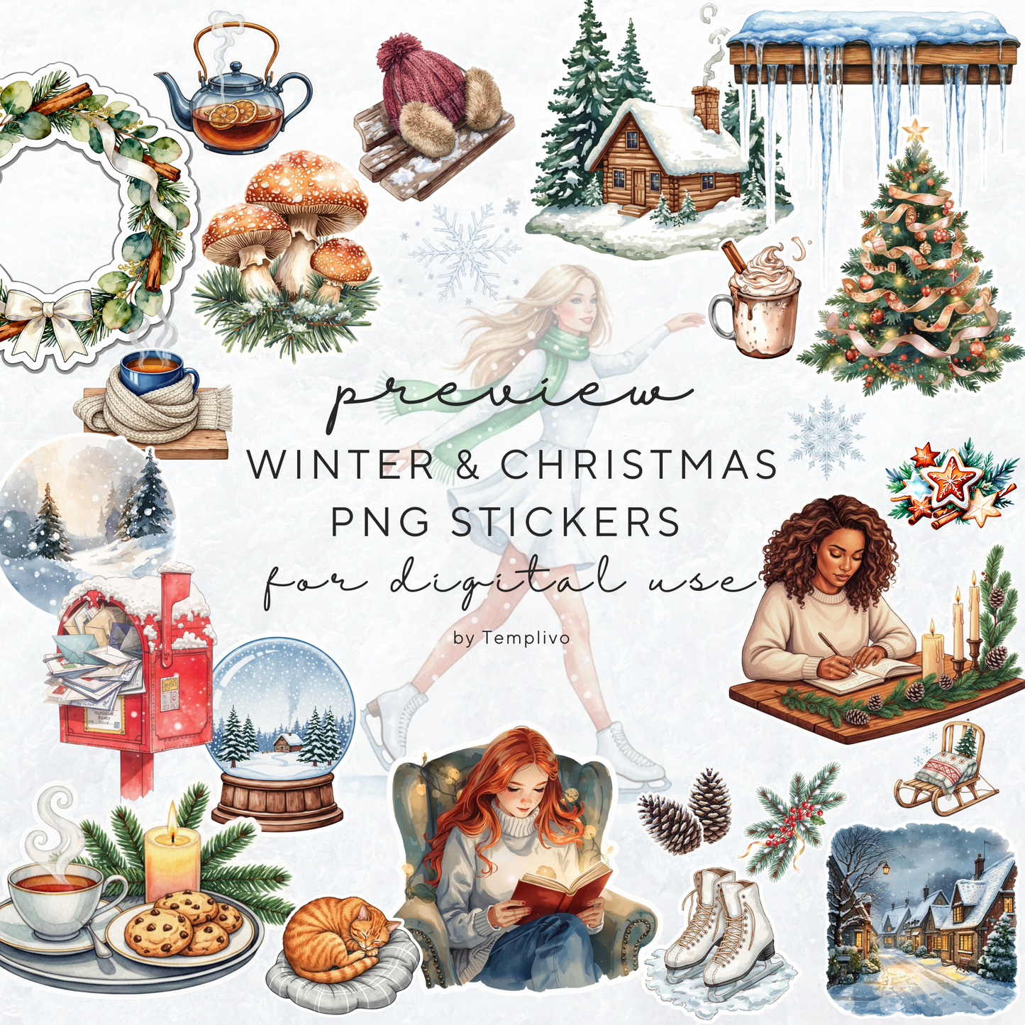 Digital Stickers, Winter digital stickers, christmas stickers for digital planner, ipad stickers, stickers sheet, png stickers, winter stickers, christmas stickers, christmas digital stickers, digitale Aufkleber