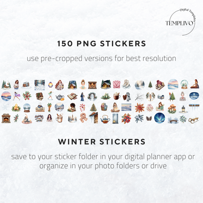 Digital Stickers, Winter digital stickers, christmas stickers for digital planner, ipad stickers, stickers sheet, png stickers, winter stickers, christmas stickers, christmas digital stickers, digitale Aufkleber