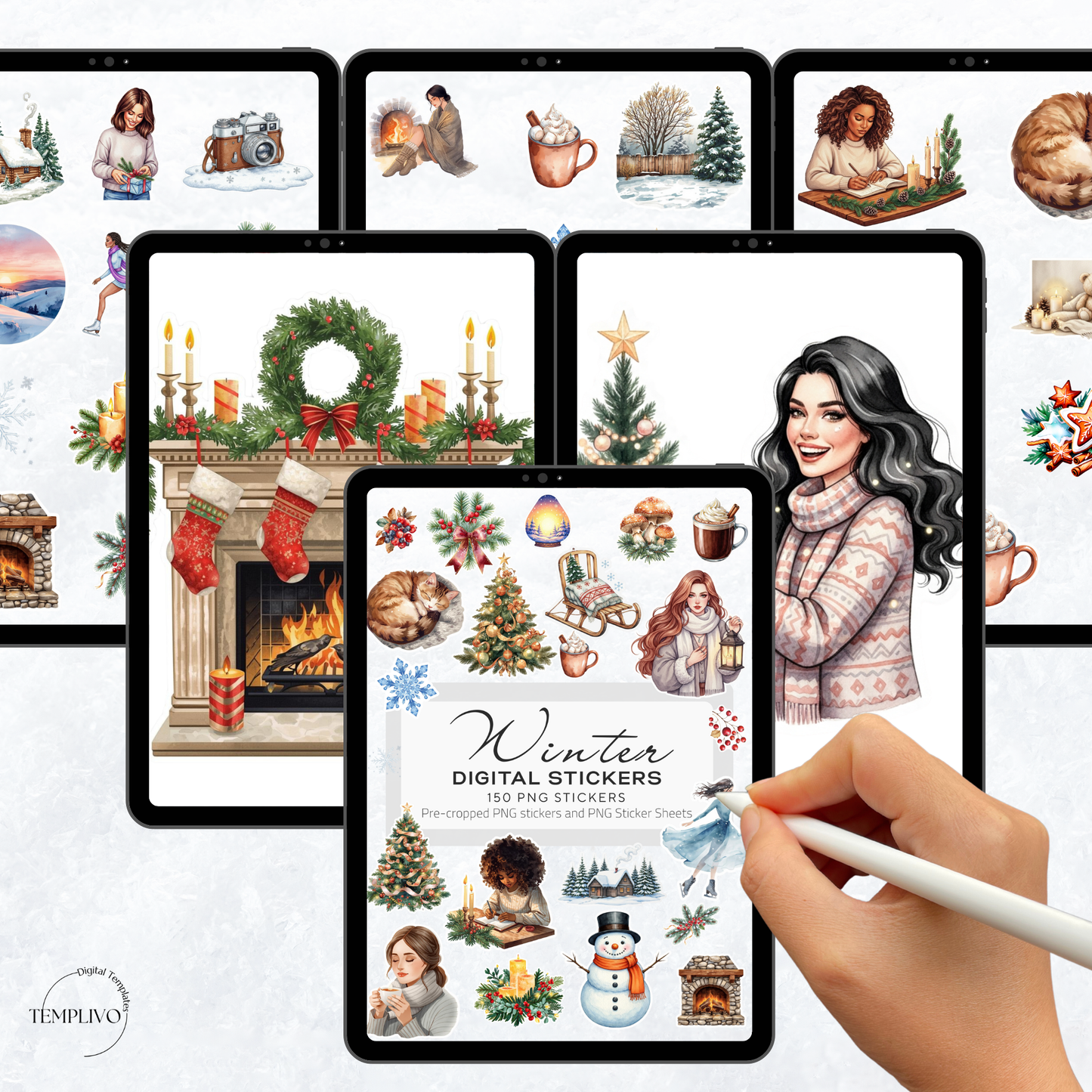 Digital Stickers, Winter digital stickers, christmas stickers for digital planner, ipad stickers, stickers sheet, png stickers, winter stickers, christmas stickers, christmas digital stickers, digitale Aufkleber