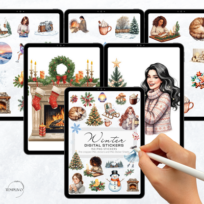 Digital Stickers, Winter digital stickers, christmas stickers for digital planner, ipad stickers, stickers sheet, png stickers, winter stickers, christmas stickers, christmas digital stickers, digitale Aufkleber