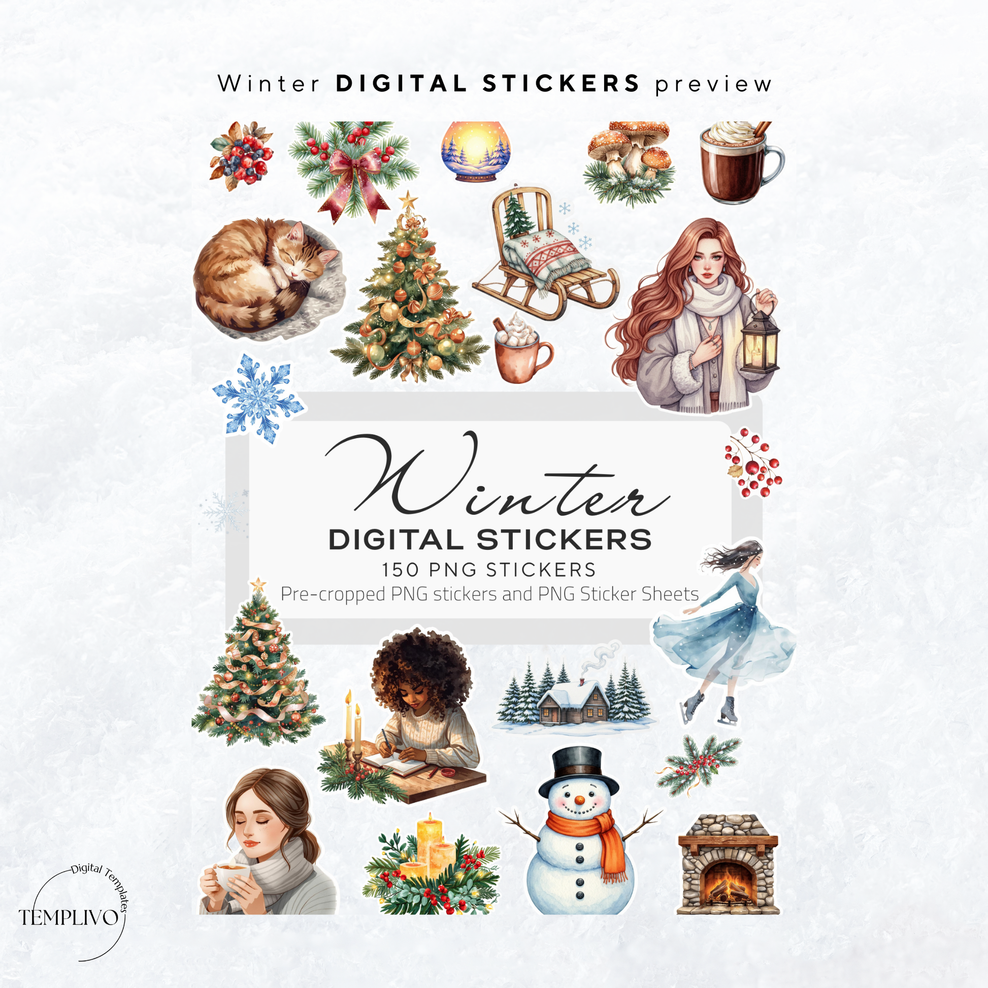 Digital Stickers, Winter digital stickers, christmas stickers for digital planner, ipad stickers, stickers sheet, png stickers, winter stickers, christmas stickers, christmas digital stickers, digitale Aufkleber