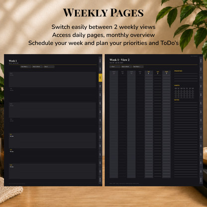 Digital Planner 2027, Sunday Monday start, dark mode, Digitaler Planer, Digital Planner, Sonntag Montag Start, portrait orientation, planner, Digital planner, Digital Planner 2027, journal for samsung notes, goodnotes and ipad, daily, weekly and monthly pages with lifestyle templates, daily planner, weekly planner, monthly planner, digital planner, goodnotes planner, dunkelmodeus, notebook, adhd planner, hyperlinked, digital download, 2027 calendar, digitaler planer, digitale agenda, digital notebook
