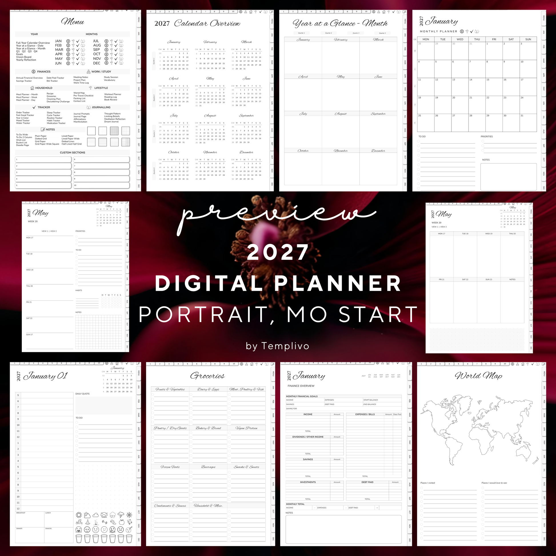 Digital Planner 2027, Digitaler Planer, 2027 Digital Planner, portrait orientation, Monday start planner, printable planner, Digital planner 2027, Digital agenda 2027 Monday Start, journal for samsung notes, goodnotes and ipad, daily, weekly and monthly pages with lifestyle templates, daily, weekly planner, monthly planner, digital planner, goodnotes planner, digital journal, notebook, adhd planner, hyperlinked, digital download, 2027 calendar, digitaler planer, digitale agenda, digital notebook, numerique