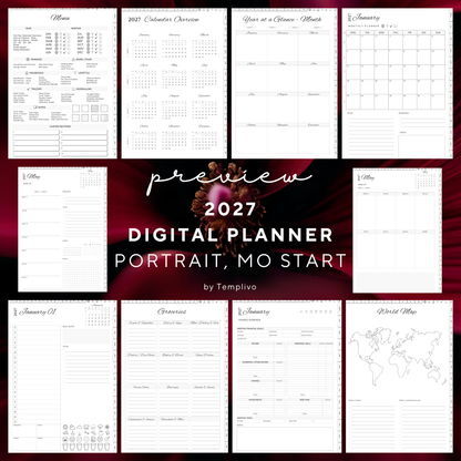 Digital Planner 2027, Digitaler Planer, 2027 Digital Planner, portrait orientation, Monday start planner, printable planner, Digital planner 2027, Digital agenda 2027 Monday Start, journal for samsung notes, goodnotes and ipad, daily, weekly and monthly pages with lifestyle templates, daily, weekly planner, monthly planner, digital planner, goodnotes planner, digital journal, notebook, adhd planner, hyperlinked, digital download, 2027 calendar, digitaler planer, digitale agenda, digital notebook, numerique