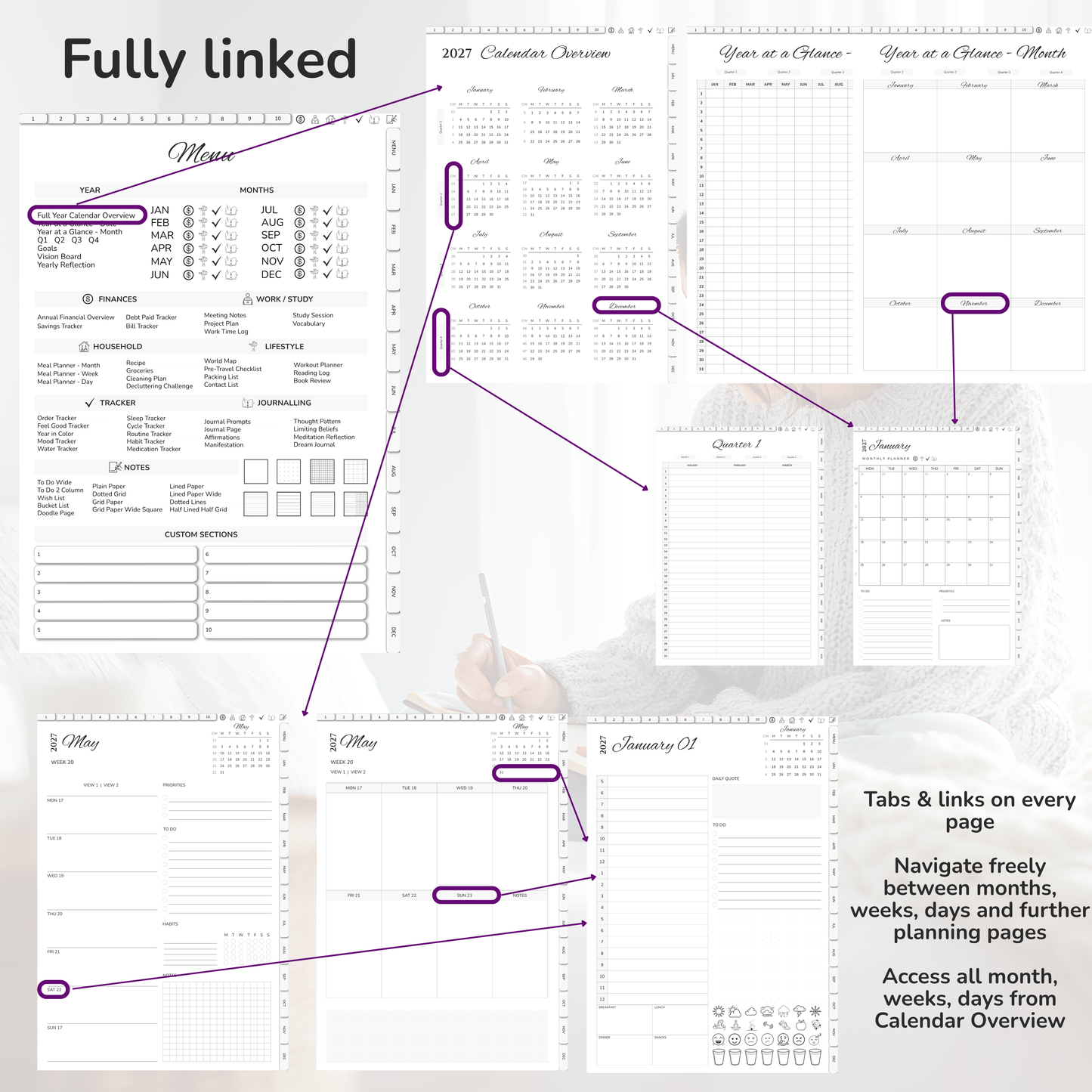 Digital Planner 2027, Digitaler Planer, 2027 Digital Planner, portrait orientation, Monday start planner, printable planner, Digital planner 2027, Digital agenda 2027 Monday Start, journal for samsung notes, goodnotes and ipad, daily, weekly and monthly pages with lifestyle templates, daily, weekly planner, monthly planner, digital planner, goodnotes planner, digital journal, notebook, adhd planner, hyperlinked, digital download, 2027 calendar, digitaler planer, digitale agenda, digital notebook, numerique