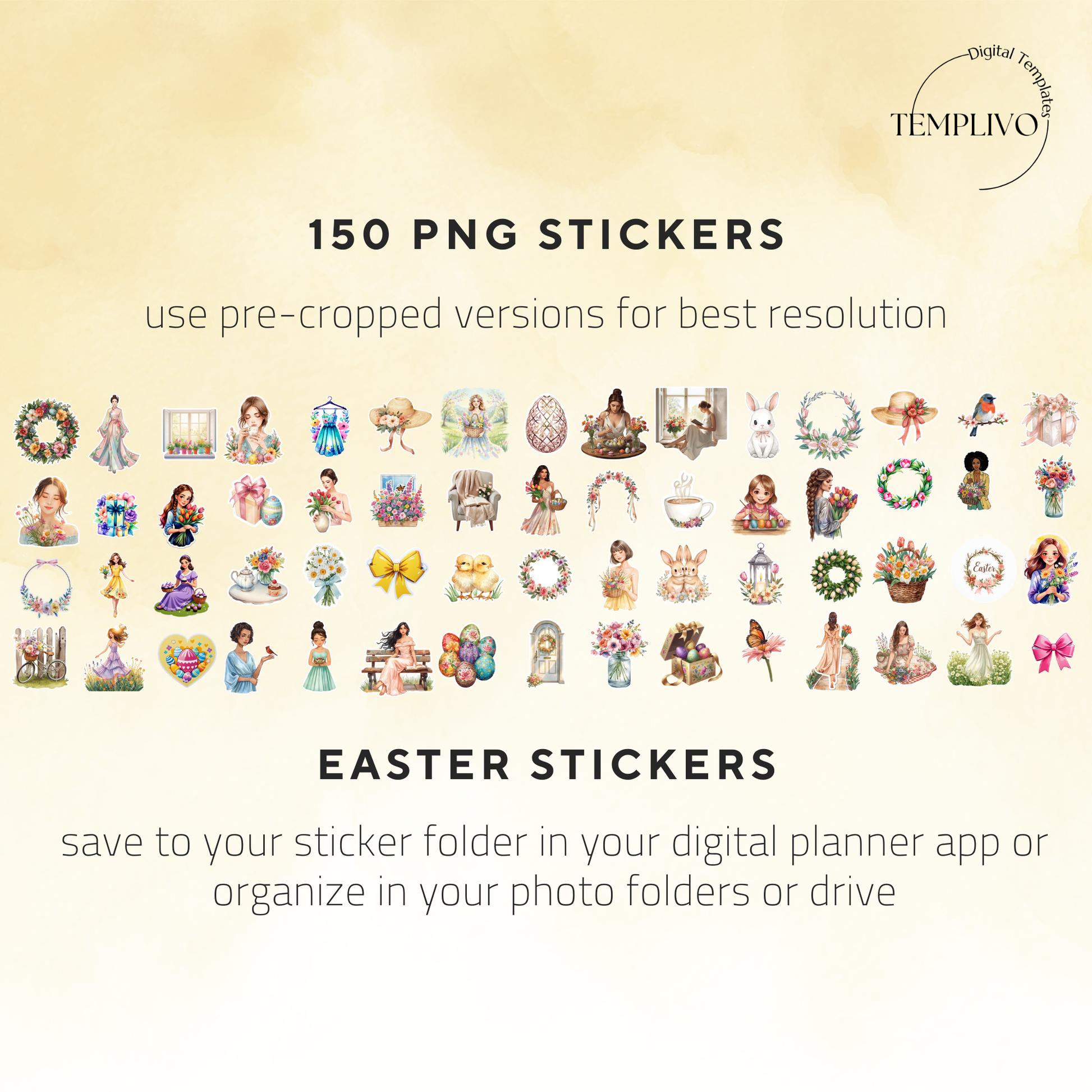 Digital stickers easter, digital planner stickers, easter, spring theme, planner stickers, PNG stickers, for goodnotes planner and samsung notes, aesthetic stickers, watercolor png, watercolor stickers, clipart, digitale sticker, stickers numériques, stickers digitali, paques, pasqua, Frühling, digitaler planer