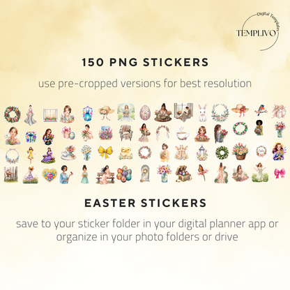 Digital stickers easter, digital planner stickers, easter, spring theme, planner stickers, PNG stickers, for goodnotes planner and samsung notes, aesthetic stickers, watercolor png, watercolor stickers, clipart, digitale sticker, stickers numériques, stickers digitali, paques, pasqua, Frühling, digitaler planer