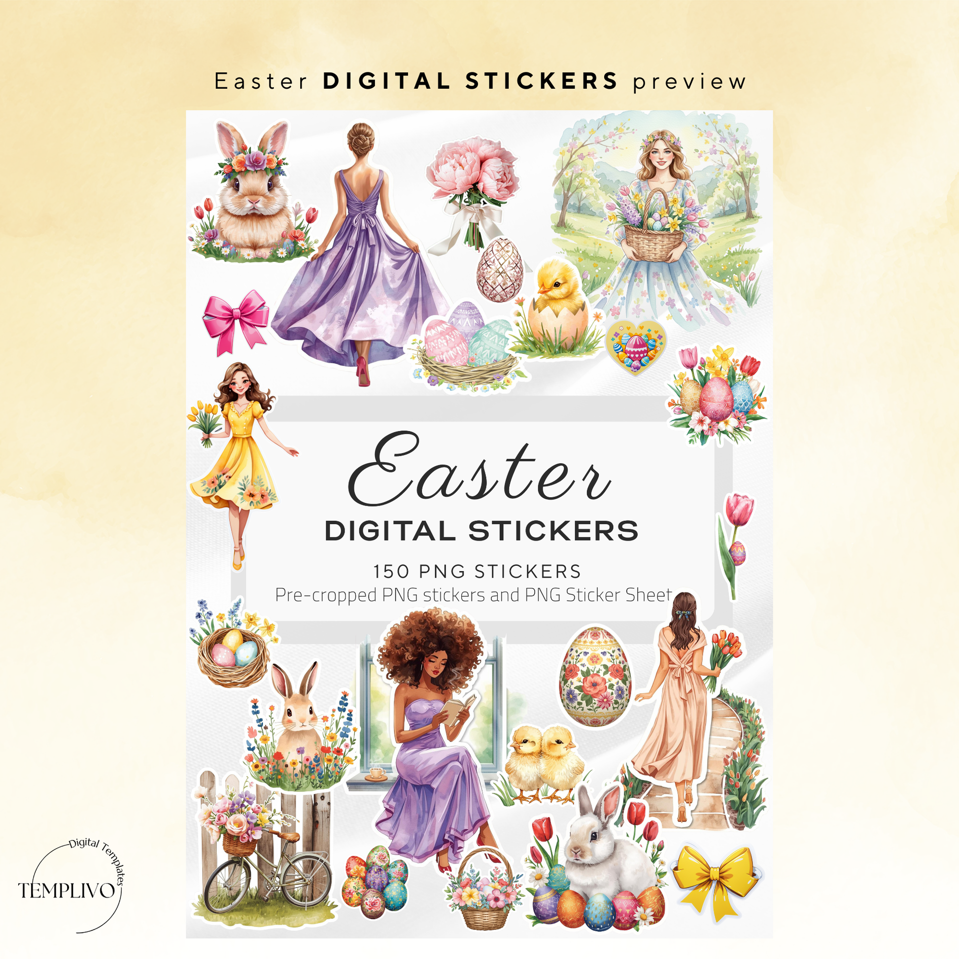 Digital stickers easter, digital planner stickers, easter, spring theme, planner stickers, PNG stickers, for goodnotes planner and samsung notes, aesthetic stickers, watercolor png, watercolor stickers, clipart, digitale sticker, stickers numériques, stickers digitali, paques, pasqua, Frühling, digitaler planer