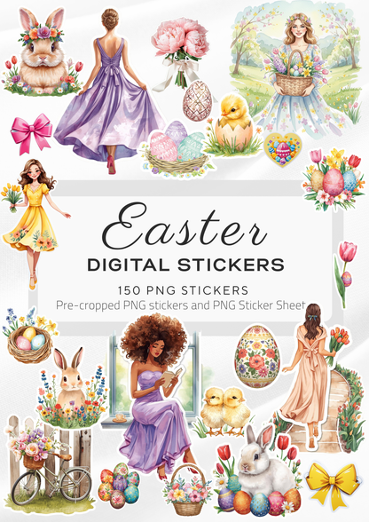 Digital stickers easter, digital planner stickers, easter, spring theme, planner stickers, PNG stickers, for goodnotes planner and samsung notes, aesthetic stickers, watercolor png, watercolor stickers, clipart, digitale sticker, stickers numériques, stickers digitali, paques, pasqua, Frühling, digitaler planer