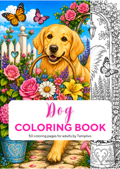 Adult coloring book, Dog coloring book, garden, livre de coloriage, pdf, png, dog coloring pages, adult coloring pages, doodle colouring book, flower dog colouring pages png, adult coloring pages printable, adult coloring, coloring pages for adults, coloring page digital, Instant download, Intricate, High detail, Line art, best seller, grey scale, Hunde Malvorlagen, Malbuch, Malseiten, Hund