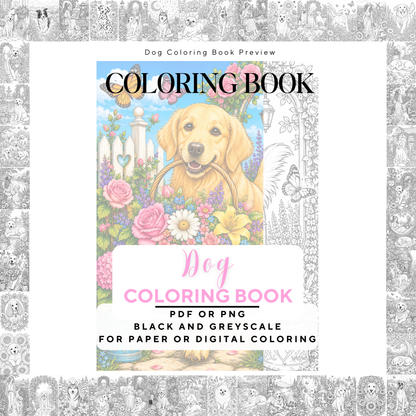 Adult coloring book, Dog coloring book, garden, livre de coloriage, pdf, png, dog coloring pages, adult coloring pages, doodle colouring book, flower dog colouring pages png, adult coloring pages printable, adult coloring, coloring pages for adults, coloring page digital, Instant download, Intricate, High detail, Line art, best seller, grey scale, Hunde Malvorlagen, Malbuch, Malseiten, Hund