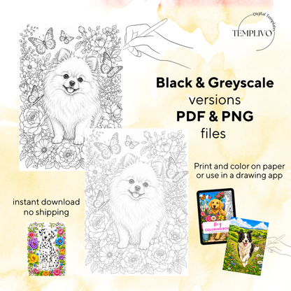 Adult coloring book, Dog coloring book, garden, livre de coloriage, pdf, png, dog coloring pages, adult coloring pages, doodle colouring book, flower dog colouring pages png, adult coloring pages printable, adult coloring, coloring pages for adults, coloring page digital, Instant download, Intricate, High detail, Line art, best seller, grey scale, Hunde Malvorlagen, Malbuch, Malseiten, Hund