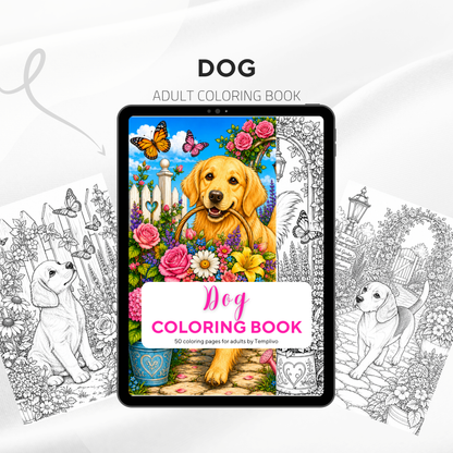 Adult coloring book, Dog coloring book, garden, livre de coloriage, pdf, png, dog coloring pages, adult coloring pages, doodle colouring book, flower dog colouring pages png, adult coloring pages printable, adult coloring, coloring pages for adults, coloring page digital, Instant download, Intricate, High detail, Line art, best seller, grey scale, Hunde Malvorlagen, Malbuch, Malseiten, Hund