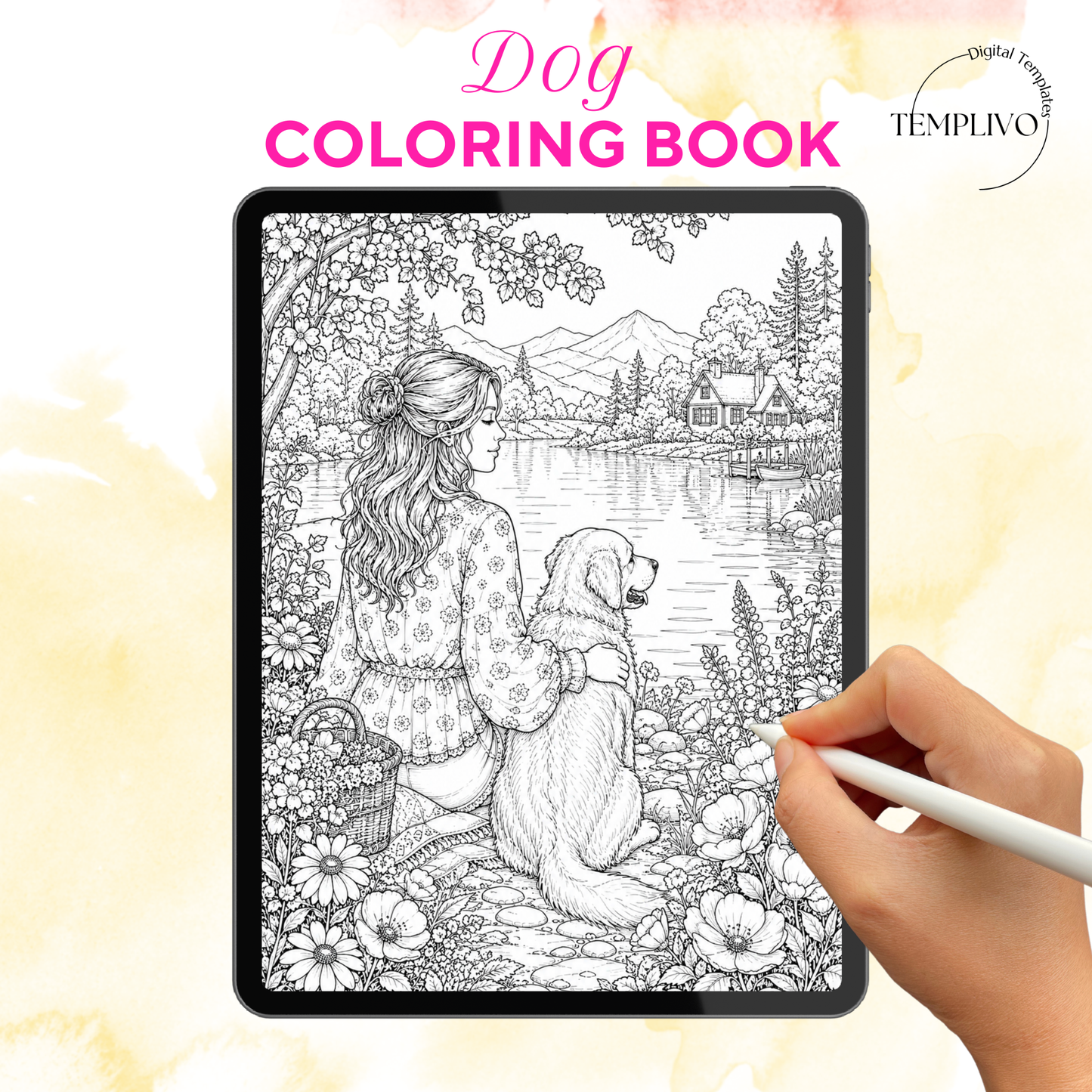 Adult coloring book, Dog coloring book, garden, livre de coloriage, pdf, png, dog coloring pages, adult coloring pages, doodle colouring book, flower dog colouring pages png, adult coloring pages printable, adult coloring, coloring pages for adults, coloring page digital, Instant download, Intricate, High detail, Line art, best seller, grey scale, Hunde Malvorlagen, Malbuch, Malseiten, Hund