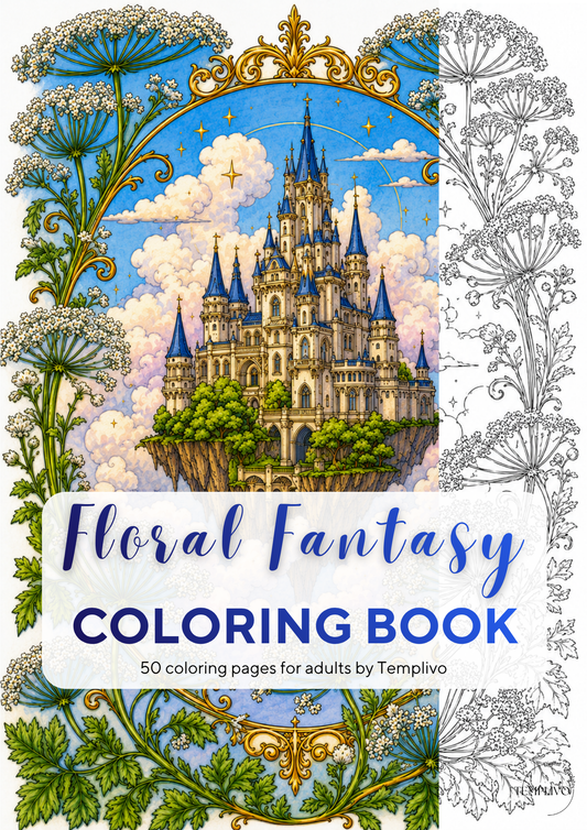 Floral Fantasy coloring book, adult coloring pages, coloring book, flower theme, fantasy colouring, adult coloring book, Malbuch, Malseiten, Blumen, garten, intricate, line-art, high detail black and greyscale, pdf, png, printable coloring sheets, digital coloring,  livres coloriage adulte, doodle coloring,  ausmalbilder erwachsene, digital download, Instant download, Coloring Pages for adults, floral coloring pages