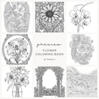 Flower Coloring Book, coloring pages for adults, flower coloring pages, adult coloring book, adult coloring pages printable, Blumen Malbuch, Ausmalbuch für Erwachsene