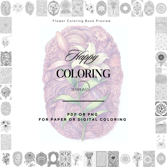 Flower Coloring Book, coloring pages for adults, flower coloring pages, adult coloring book, adult coloring pages printable, Blumen Malbuch, Ausmalbuch für Erwachsene