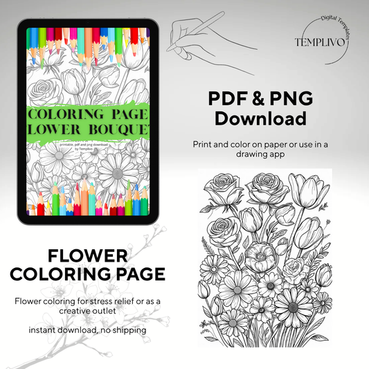 Flower Coloring Page, coloring page, Malseite Blumen, Ausmalbild, Ausmalen, BLumen malen, Flower coloring, adult coloring, relaxing coloring page