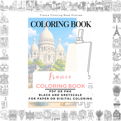 Adult coloring book, france coloring book, francais, livre de coloriage, pdf, png, france coloring pages, adult coloring pages, doodle colouring book, france colouring pages png, adult coloring pages printable, adult coloring, coloring pages for adults, coloring page digital, Instant download, simpl and easyl, Line art, best seller, grey scale, Frankreich Malvorlagen, Malbuch, Malseiten