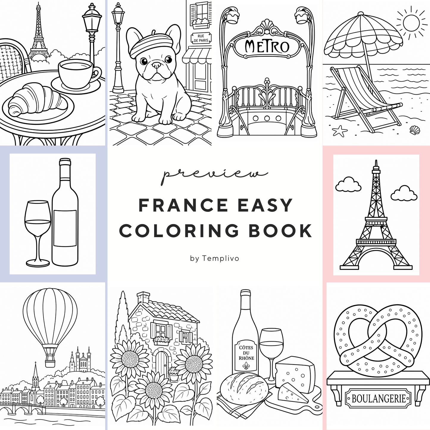 Adult coloring book, france coloring book, francais, livre de coloriage, pdf, png, france coloring pages, adult coloring pages, doodle colouring book, france colouring pages png, adult coloring pages printable, adult coloring, coloring pages for adults, coloring page digital, Instant download, simpl and easyl, Line art, best seller, grey scale, Frankreich Malvorlagen, Malbuch, Malseiten