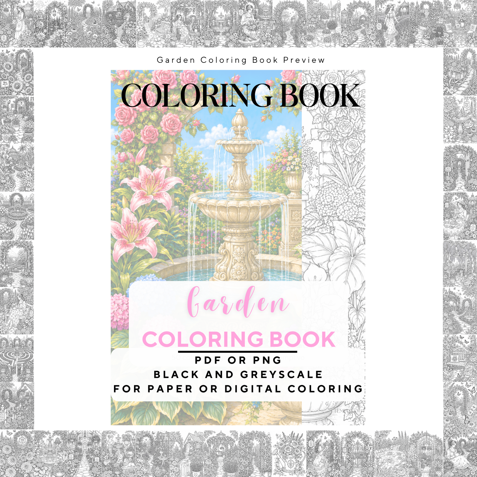 Adult coloring book, garden coloring book, botanical coloring book, floral, livre de coloriage, pdf, png floral coloring pages, adult coloring pages, doodle colouring book, flower colouring pages png, adult coloring pages printable, adult coloring, coloring pages for adults, coloring page digital, Instant download, Intricate, High detail, Line art, best seller, grey scale, botanical garden, Malbuch, Malseiten