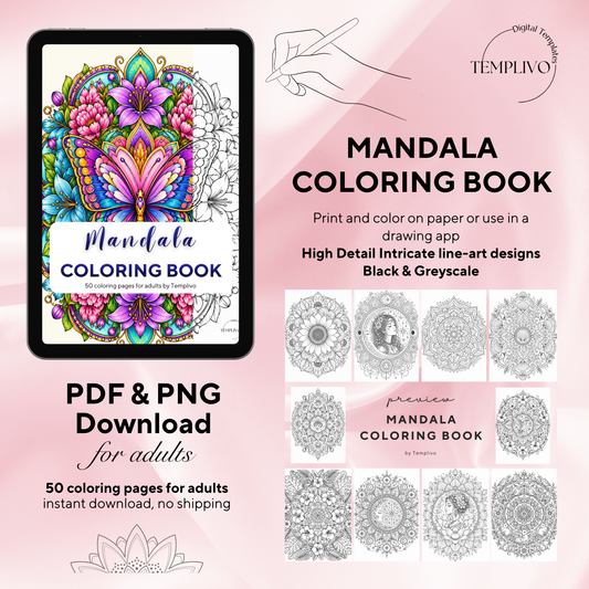 Adult coloring book, Mandala coloring book, Mandala, livre de coloriage, pdf, png, fantasy coloring pages, adult coloring pages, doodle colouring book, floral colouring pages png, adult coloring pages printable, adult coloring, coloring pages for adults, coloring page digital, Instant download, high detail and intricate, Line art, best seller, grey scale, Mandala Malvorlagen, Malbuch, Malseiten