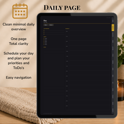 Minimalist Digital Planner, Sunday Monday week  start, dark mode, reuse calendar, Digitaler Planer dunkel, Digital Planner, portrait orientation, planner, Digital planner,  journal for samsung notes, goodnotes and ipad, daily, weekly and monthly pages with lifestyle templates, daily planner, weekly planner, monthly planner, digital planner, goodnotes planner, dunkel modus, notebook, adhd planner, hyperlinked, digital download,  digitaler planer, digitale agenda, digital notebook, planificateur