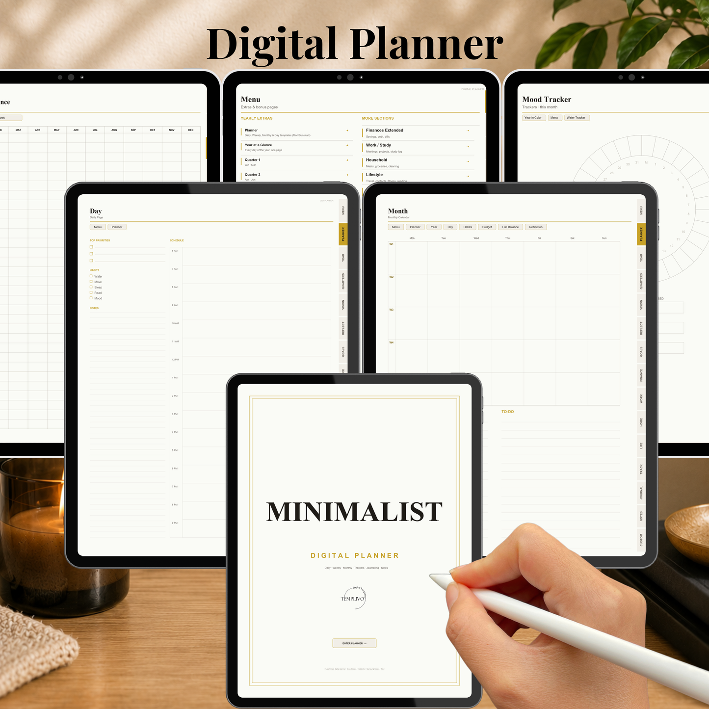 Minimalist Digital Planner, Sunday Monday week start, light mode, reuse calendar, Digitaler Planer hell, Digital Planner, portrait orientation, planner, Digital planner,  journal for samsung notes, goodnotes and ipad, daily, weekly and monthly pages with lifestyle templates, daily planner, weekly planner, monthly planner, digital planner, goodnotes planner, hell modus, notebook, adhd planner, hyperlinked, digital download,  digitaler planer, digitale agenda, digital notebook, planificateur