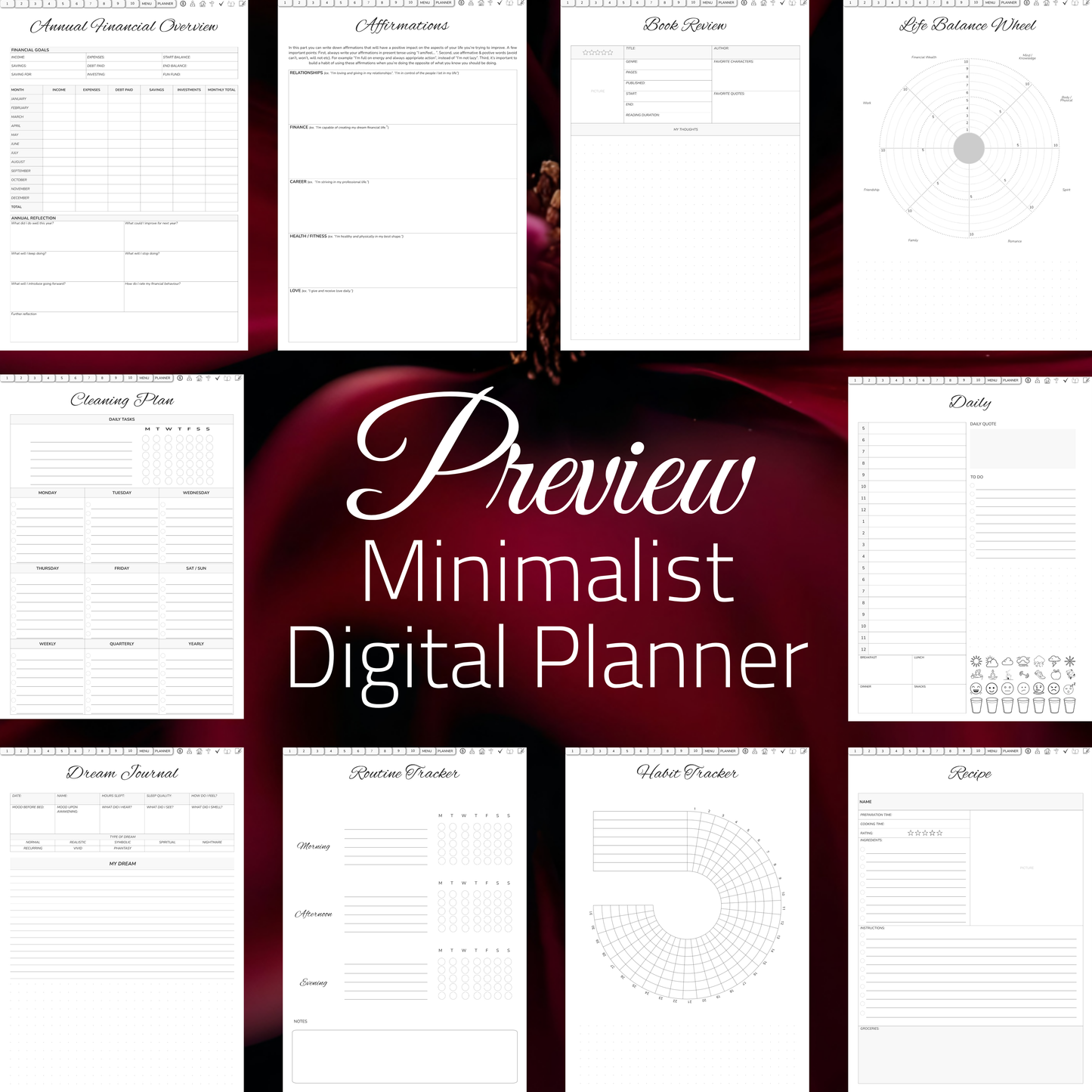 Digital Planner, Sunday MOnday start, Digitaler Planer, Minimalist Digital Planner, printable planner, undated Digital planner, simple minimal Digital Planner - Sunday Start, Monday start, journal for samsung notes, goodnotes and ipad, daily, weekly and monthly pages with lifestyle templates, daily planner, weekly planner, monthly planner, digital planner, goodnotes planner, digital journal, notebook, adhd planner, hyperlinked, digital download, digitaler planer, digitale agenda, digital notebook