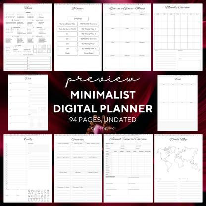 Digital Planner, Sunday MOnday start, Digitaler Planer, Minimalist Digital Planner, printable planner, undated Digital planner, simple minimal Digital Planner - Sunday Start, Monday start, journal for samsung notes, goodnotes and ipad, daily, weekly and monthly pages with lifestyle templates, daily planner, weekly planner, monthly planner, digital planner, goodnotes planner, digital journal, notebook, adhd planner, hyperlinked, digital download, digitaler planer, digitale agenda, digital notebook