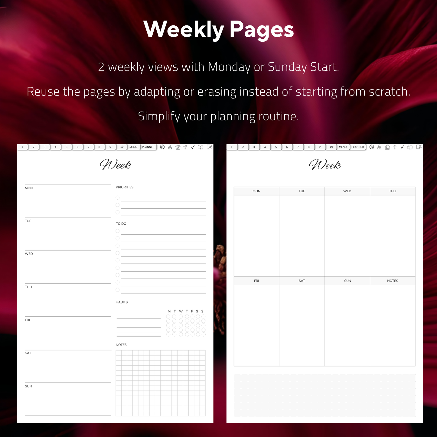 Digital Planner, Sunday MOnday start, Digitaler Planer, Minimalist Digital Planner, printable planner, undated Digital planner, simple minimal Digital Planner - Sunday Start, Monday start, journal for samsung notes, goodnotes and ipad, daily, weekly and monthly pages with lifestyle templates, daily planner, weekly planner, monthly planner, digital planner, goodnotes planner, digital journal, notebook, adhd planner, hyperlinked, digital download, digitaler planer, digitale agenda, digital notebook