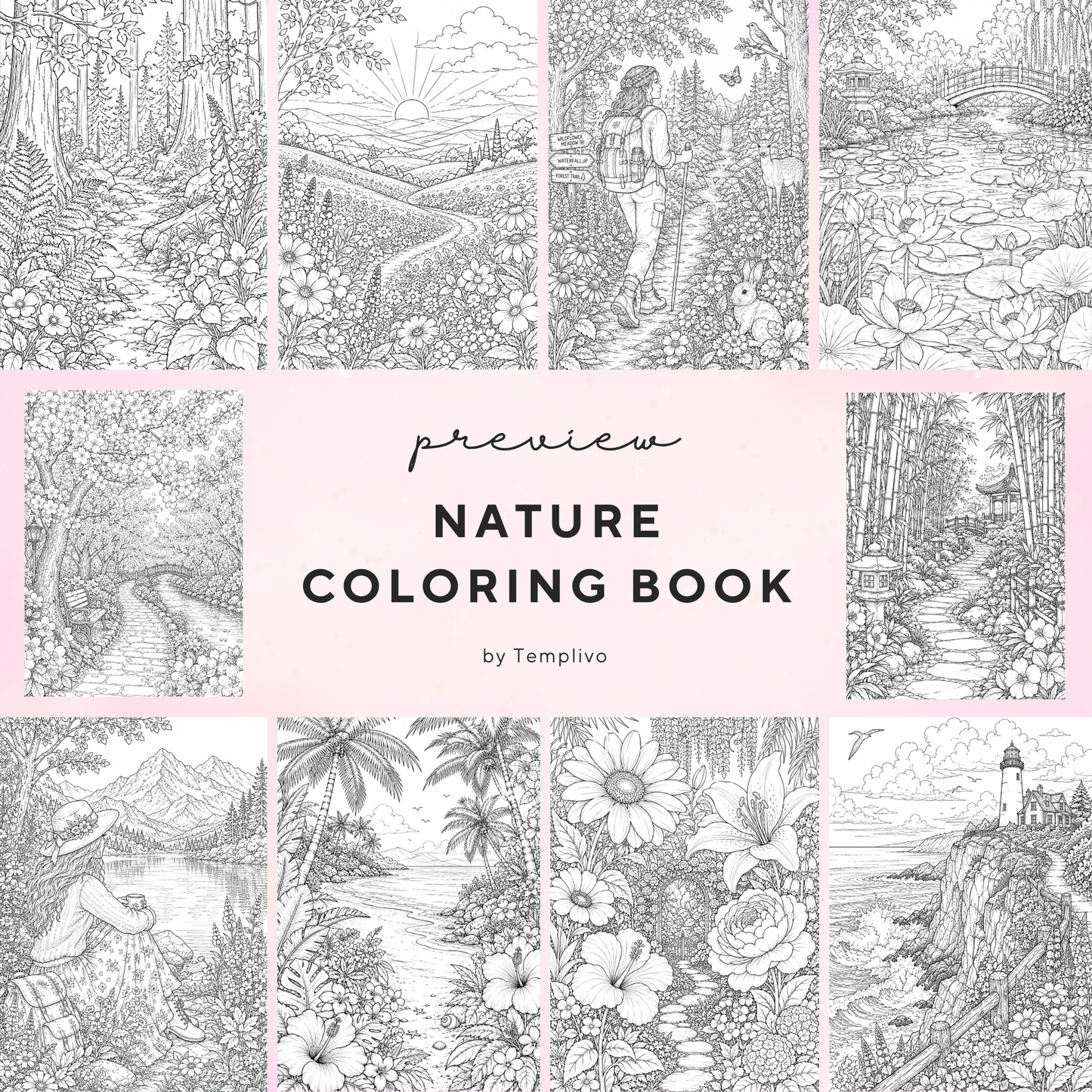 Adult coloring book, nature coloring book, floral, livre de coloriage, pdf, png, nature coloring pages, adult coloring pages, doodle colouring book, forest colouring pages png, adult coloring pages printable, adult coloring, coloring pages for adults, coloring page digital, Instant download, high detail and intricate, Line art, best seller, grey scale, NAtur Malvorlagen, Wald Malbuch, Malseiten