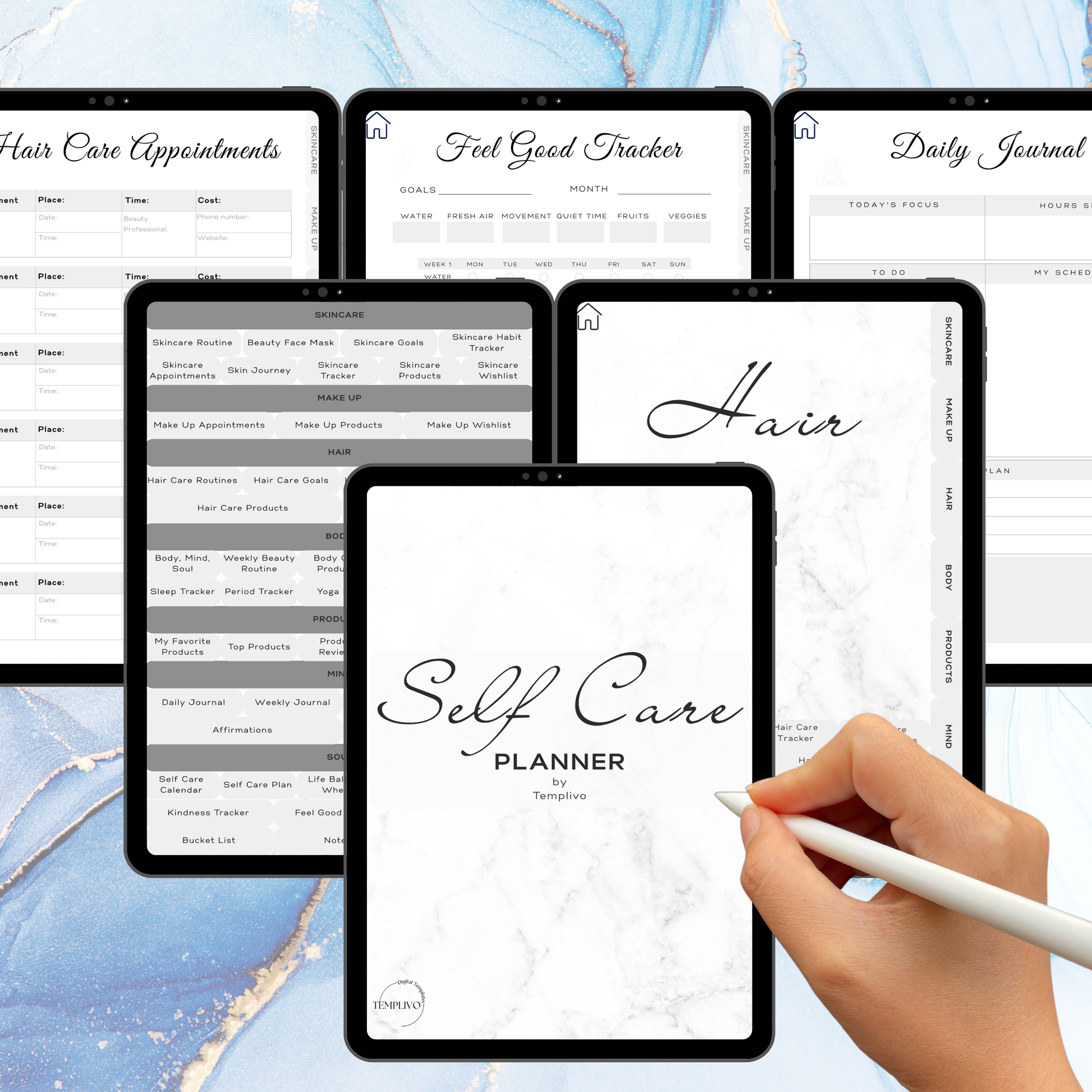 self care planner, digital planner, minimalist, marble, self care journal, self love journal, self love planner, digitaler planer, selbstfürsorge, selbstliebe, Planer, Planner, Journal, printable journal, druckbarer planer, Marmor, minimalistischer Planer