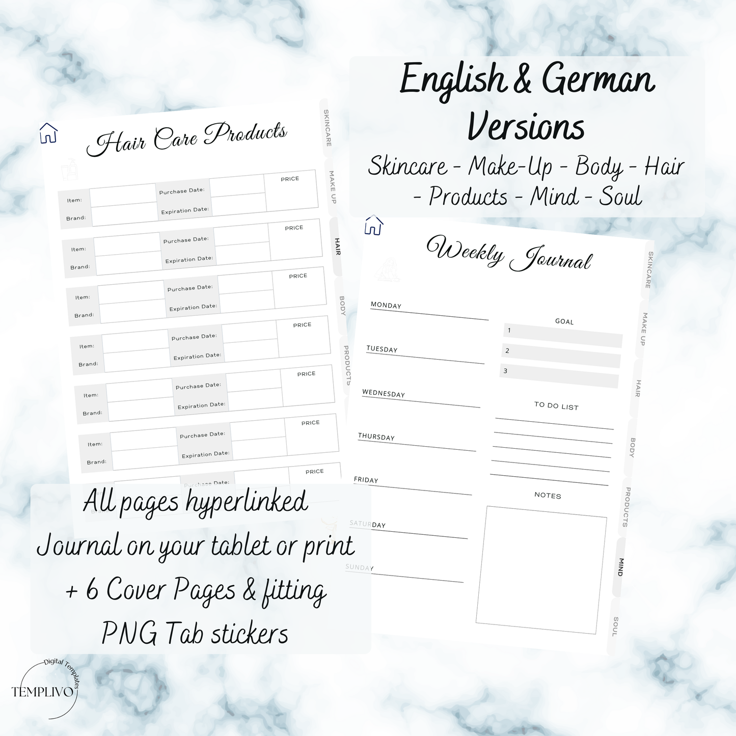 self care planner, digital planner, minimalist, marble, self care journal, self love journal, self love planner, digitaler planer, selbstfürsorge, selbstliebe, Planer, Planner, Journal, printable journal, druckbarer planer, Marmor, minimalistischer Planer