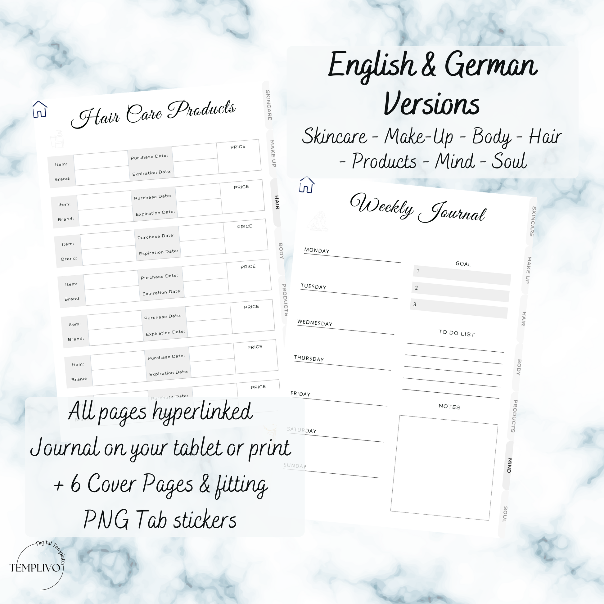 self care planner, digital planner, minimalist, marble, self care journal, self love journal, self love planner, digitaler planer, selbstfürsorge, selbstliebe, Planer, Planner, Journal, printable journal, druckbarer planer, Marmor, minimalistischer Planer