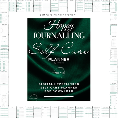 Digital Planner, self care planner, hyperlinked digital planner, self care, planner in emerald green, Planer, Selbstfürsorge, Selbstliebe, self-love planner, pdf download