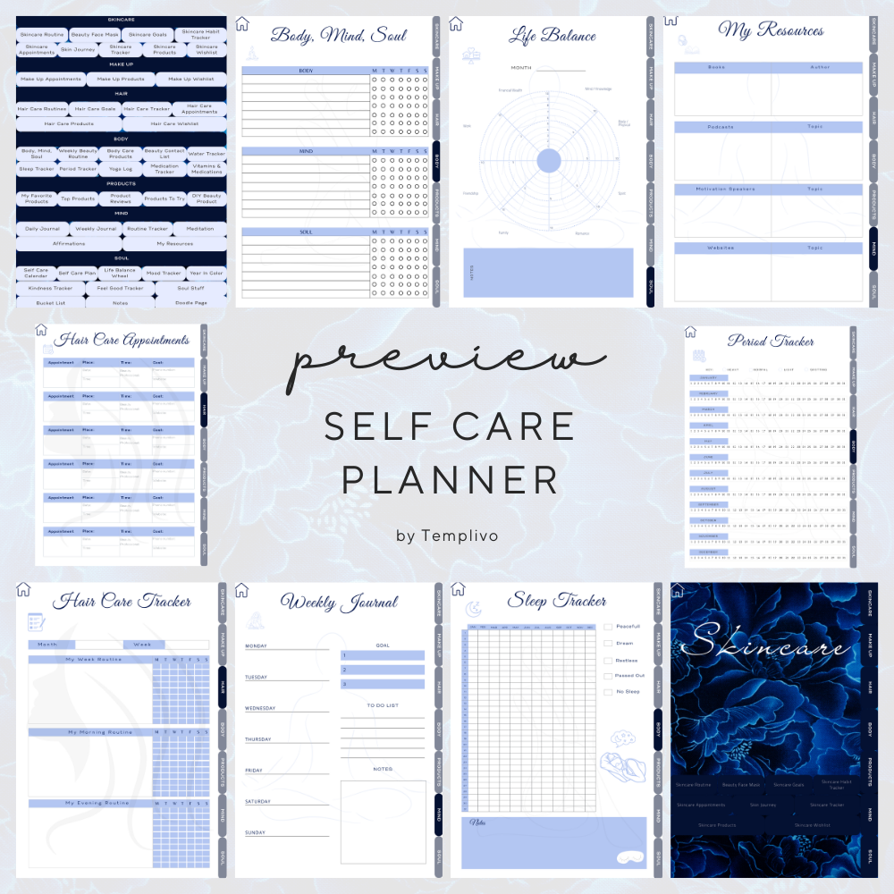 Self care planner, Daily journal, Digital journal, Digital self care, Self care, Self care journal,  Printable self care, Self love planner, Wellness planner, Daily planner, Self love journal, Pdf planner, Digital planner, Tagebuch, Selbstfürsorge Planer