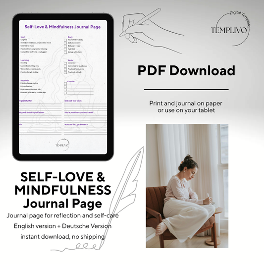 Self love journal page, Self help printable, Selbstliebe, Achtsamkeit Tagebuch, Printable journal pages, 1 page journal, Mindfulness workbook, Mindfulness journal, Self love pdf, Digital self love, Self love worksheet, Self love journal, Self care journal, Sef help workbook, Wellness journal, Mental wellness, therapy worksheet