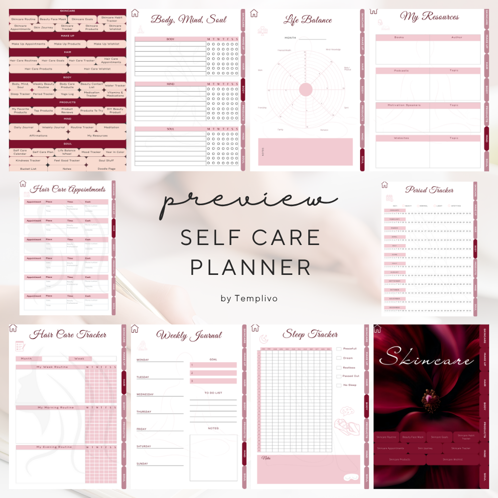 Self care planner, Daily journal, Digital journal, Digital self care, Self care, Self care journal,  Printable self care, Self love planner, Wellness planner, Daily planner, Self love journal, Pdf planner, Digital planner, Tagebuch, Selbstfürsorge Planer