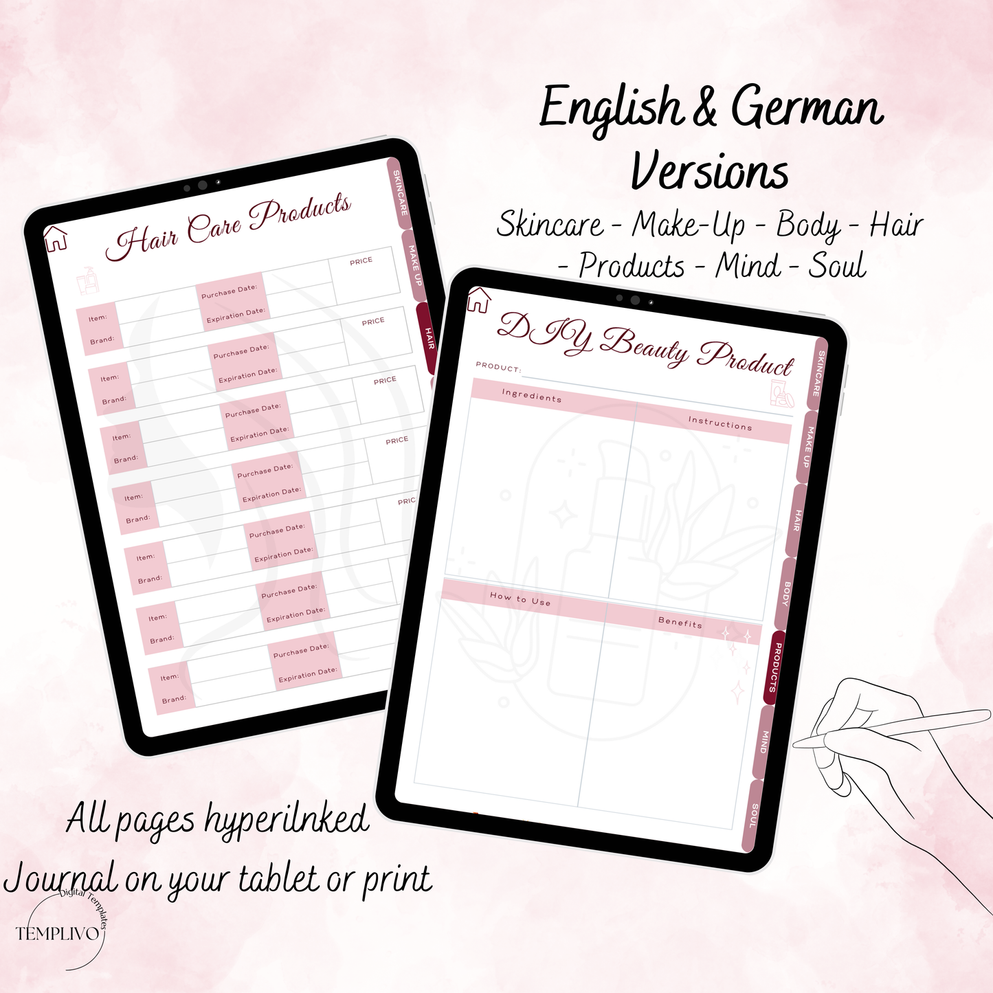 Self care planner, Daily journal, Digital journal, Digital self care, Self care, Self care journal,  Printable self care, Self love planner, Wellness planner, Daily planner, Self love journal, Pdf planner, Digital planner, Tagebuch, Selbstfürsorge Planer