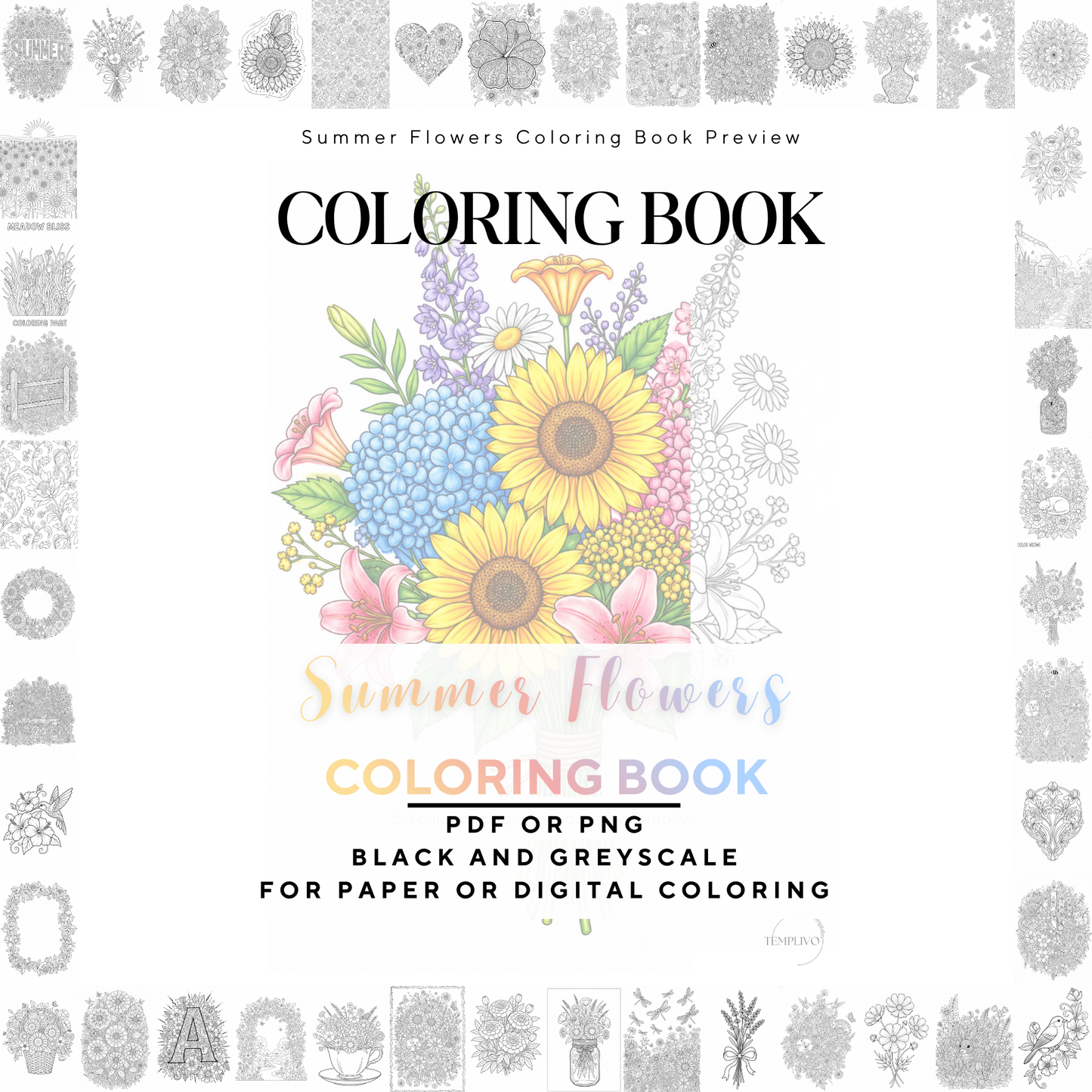 Adult coloring book, summer flowers, coloring book, floral, coloriage png, floral coloring pages, adult coloring pages, doodle colouring book, flower colouring pages png, adult coloring pages printable, adult coloring, coloring pages for adults, coloring page digital, Instant download, Intricate, High detail, Line art, best seller, grey scale, Blumen Malbuch, Sommer Blumen, fleur
