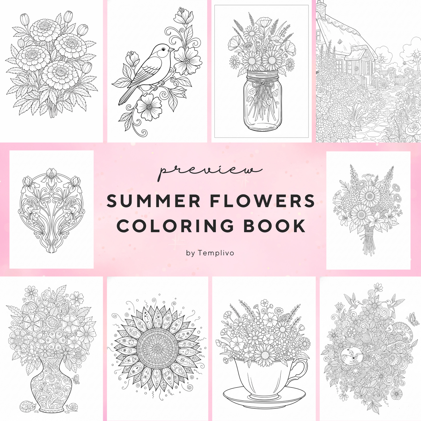 Adult coloring book, summer flowers, coloring book, floral, coloriage png, floral coloring pages, adult coloring pages, doodle colouring book, flower colouring pages png, adult coloring pages printable, adult coloring, coloring pages for adults, coloring page digital, Instant download, Intricate, High detail, Line art, best seller, grey scale, Blumen Malbuch, Sommer Blumen, fleur
