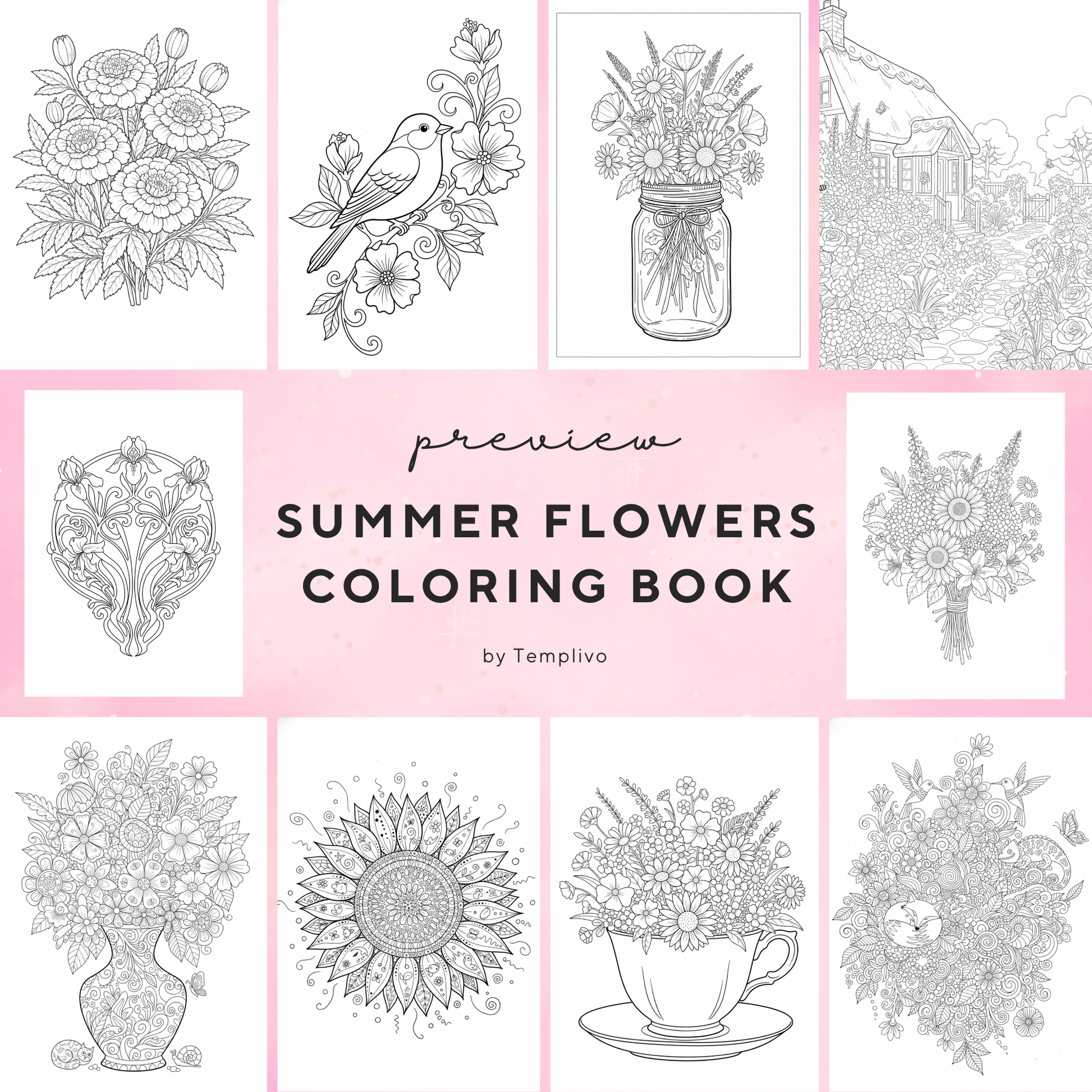 Adult coloring book, summer flowers, coloring book, floral, coloriage png, floral coloring pages, adult coloring pages, doodle colouring book, flower colouring pages png, adult coloring pages printable, adult coloring, coloring pages for adults, coloring page digital, Instant download, Intricate, High detail, Line art, best seller, grey scale, Blumen Malbuch, Sommer Blumen, fleur
