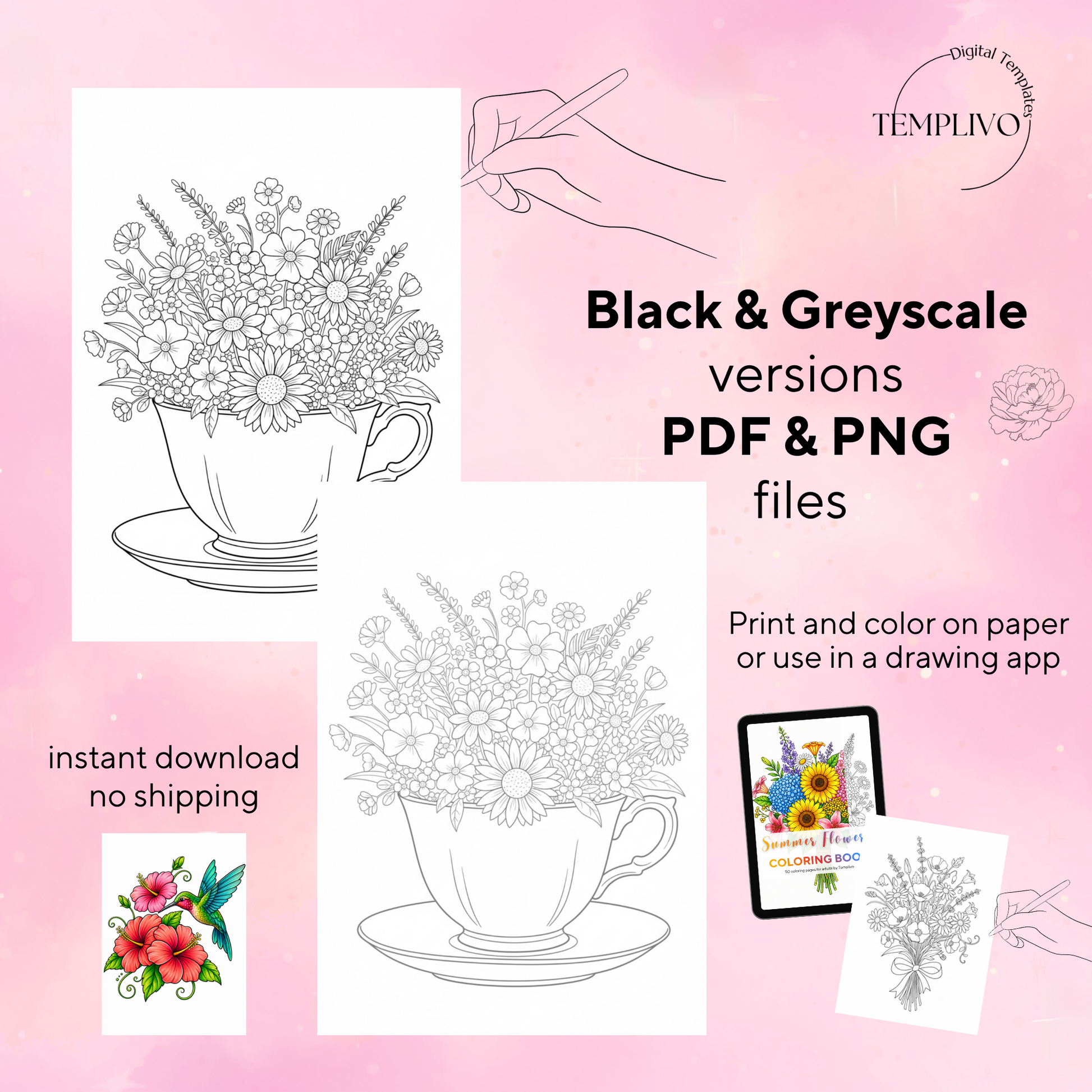 Adult coloring book, summer flowers, coloring book, floral, coloriage png, floral coloring pages, adult coloring pages, doodle colouring book, flower colouring pages png, adult coloring pages printable, adult coloring, coloring pages for adults, coloring page digital, Instant download, Intricate, High detail, Line art, best seller, grey scale, Blumen Malbuch, Sommer Blumen, fleur
