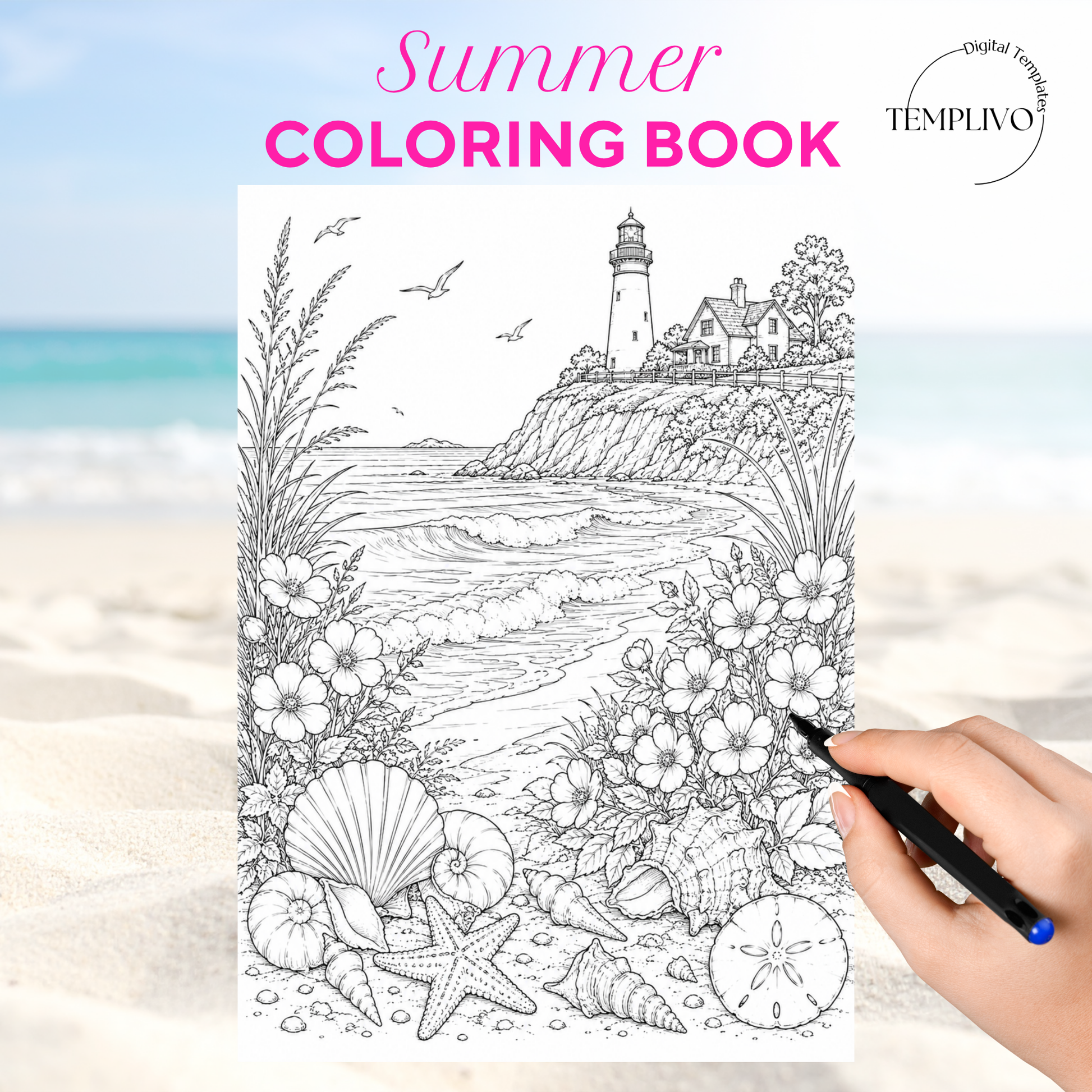 Adult coloring book, Summer coloring book, beach, livre de coloriage, pdf, png, flowers coloring pages, adult coloring pages, doodle colouring book, floral colouring pages png, adult coloring pages printable, adult coloring, coloring pages for adults, coloring page digital, Instant download, high detail and intricate, Line art, best seller, grey scale, Sommer Malvorlagen, Malbuch, Malseiten, frauen